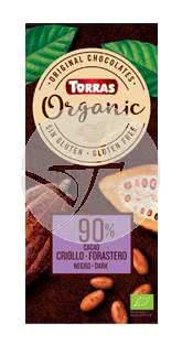 CHOCOLATE NEGRO 90% CACAO CRIOLLO FORASTERO ORGANIC TORRAS