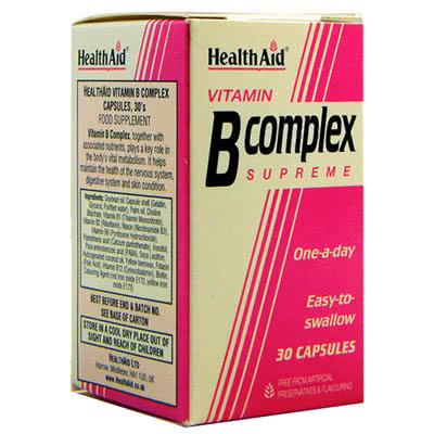 VITAMIN B COMPLEX 30 CAP.    HEALTH AID
