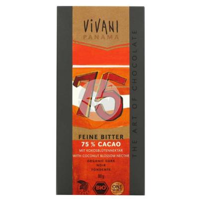 CHOCOLATE NEGRO 75% CON AZUCAR DE COCO VIVANI