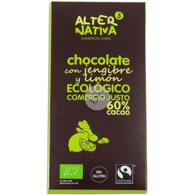 CHOCOLATE CON JENGIBRE Y LIMON 60% CACAO BIO ALTERNATIVA 3